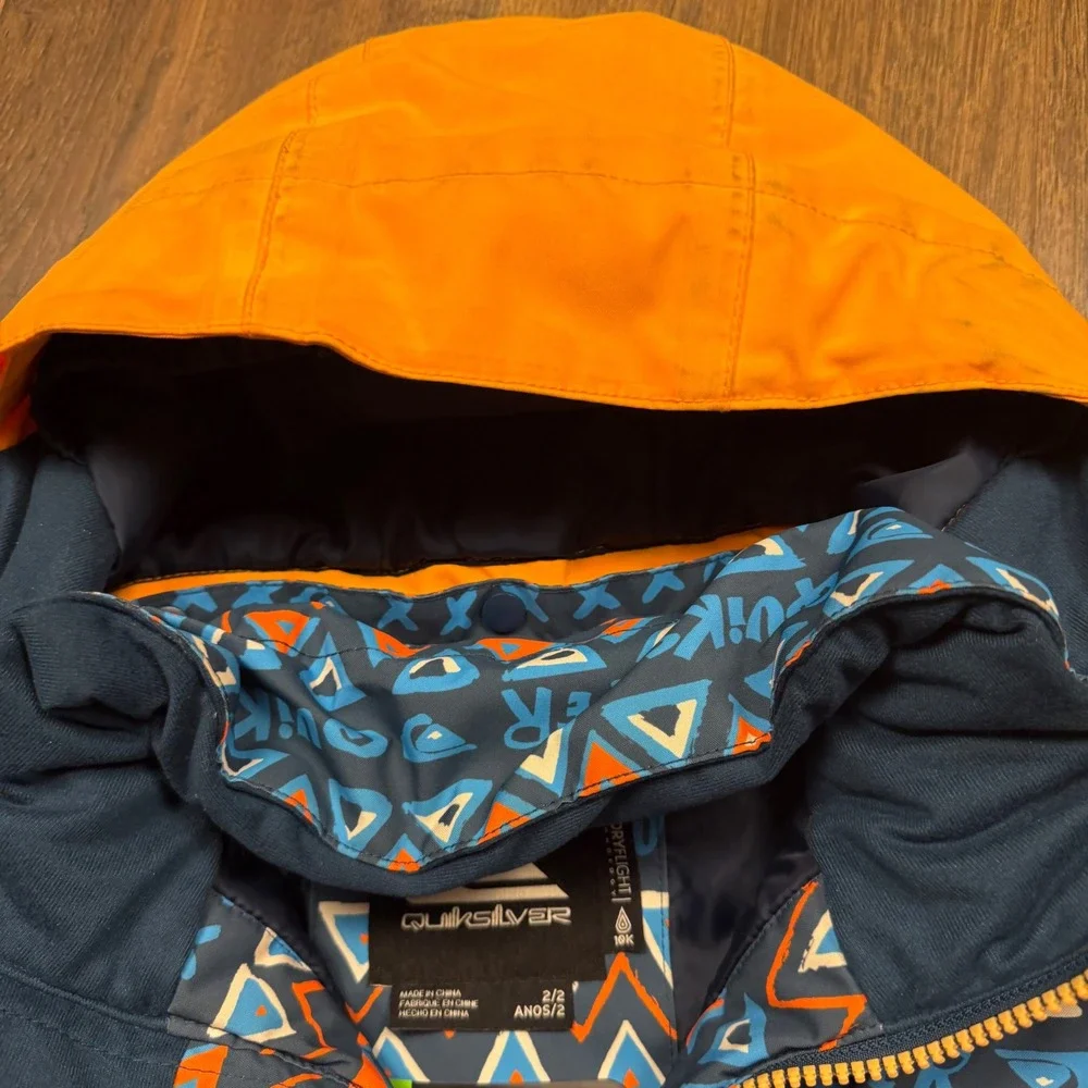 Quiksilver Little Mission Toddler Boys 2T Blue Orange 10K Snow Ski Jacket
